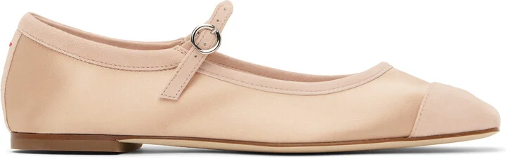 Aeyde Pink Uma Satin Toe-Cap Ballerina Flats