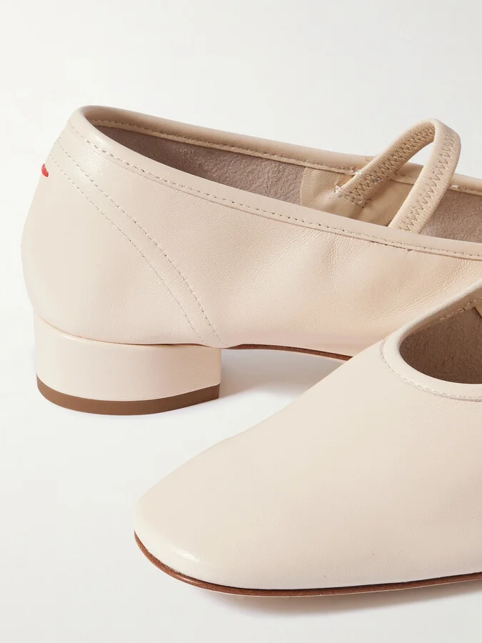 Aeyde - Pippa Leather Mary Jane Pumps - Cream - Image 4