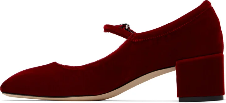 Aeyde Red Aline Velvet Mary-Jane Heels - Image 3