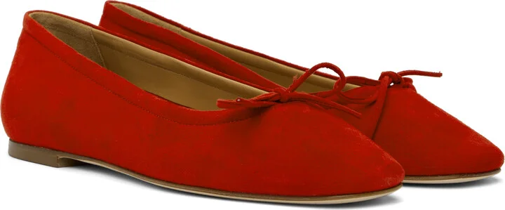 Aeyde Red Delfina Suede Ballerina Flats - Image 4