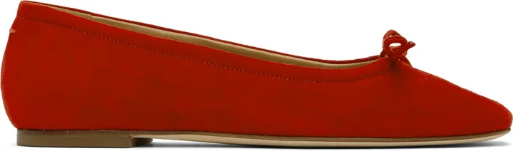 Aeyde Red Delfina Suede Ballerina Flats