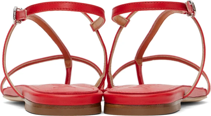 Aeyde Red Ella Leather Toe-Post Sandals - Image 2