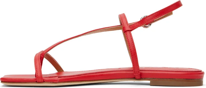 Aeyde Red Ella Leather Toe-Post Sandals - Image 3