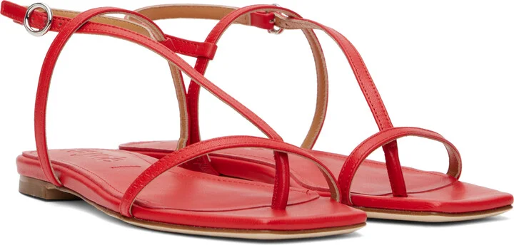 Aeyde Red Ella Leather Toe-Post Sandals - Image 4