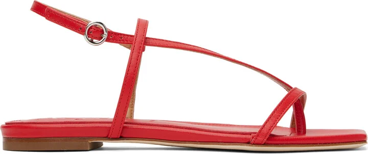 Aeyde Red Ella Leather Toe-Post Sandals