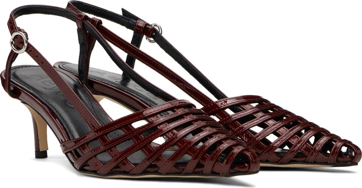 Aeyde Red Helit Leather Slingback Heels - Image 4