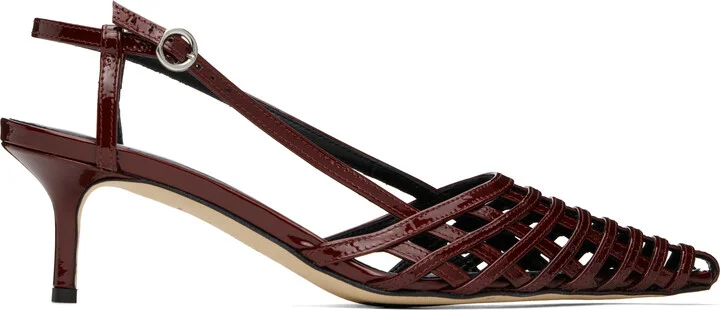 Aeyde Red Helit Leather Slingback Heels