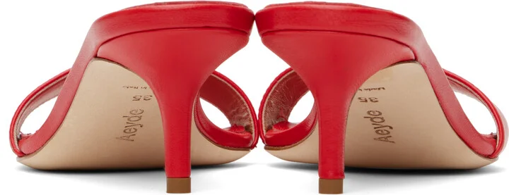 Aeyde Red Ilvy Leather Mules - Image 2
