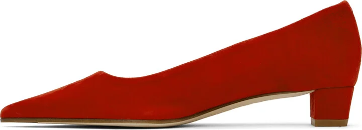 Aeyde Red Judi Kid Suede Heels - Image 3