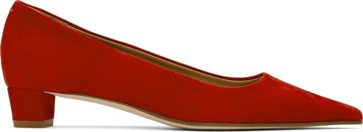Aeyde Red Judi Kid Suede Heels