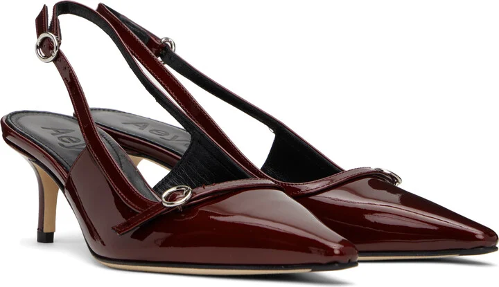 Aeyde Red Saba Leather Slingback Heels - Image 4