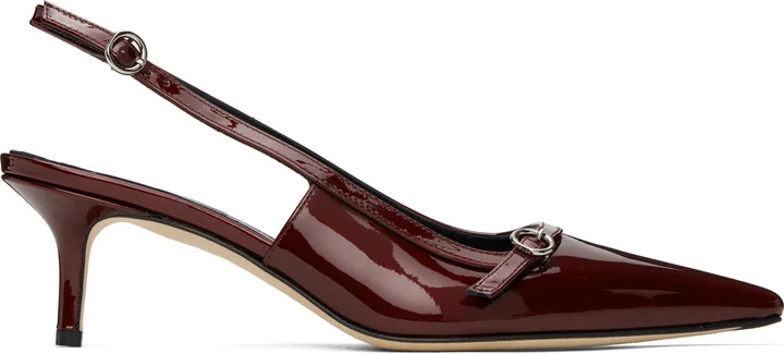 Aeyde Red Saba Leather Slingback Heels