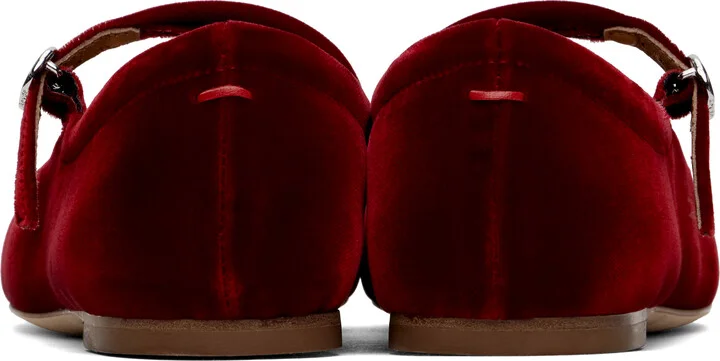 Aeyde Red Uma Velvet Mary-Jane Ballerina Flats - Image 2