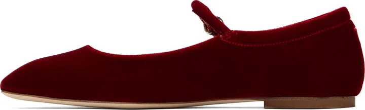 Aeyde Red Uma Velvet Mary-Jane Ballerina Flats - Image 3