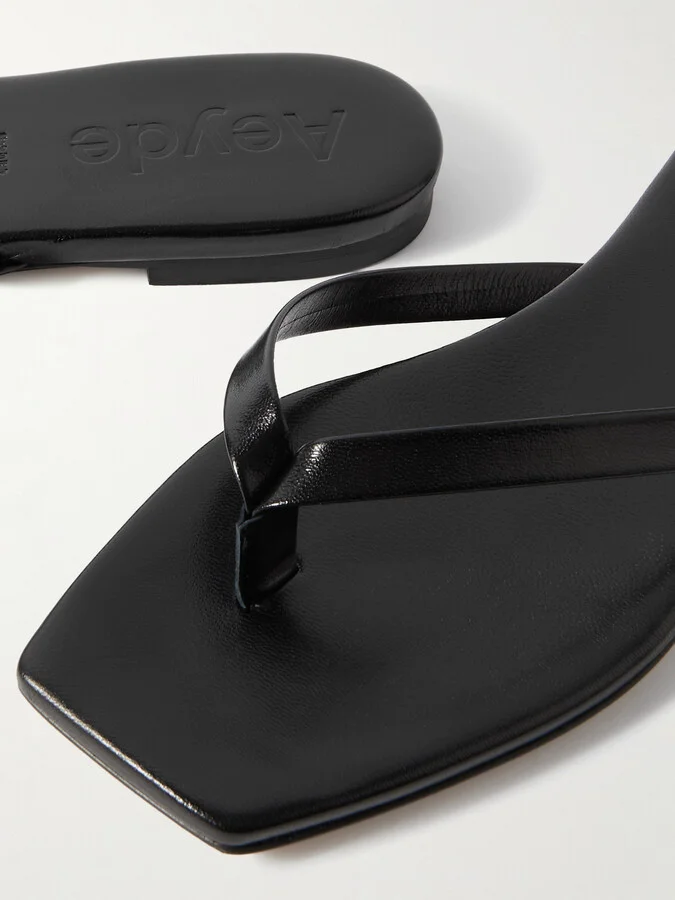 Aeyde - Renee Leather Flip Flops - Black - Image 4