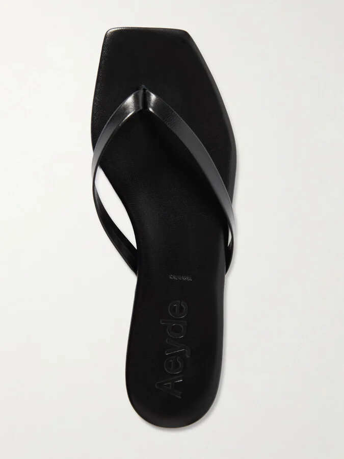 Aeyde - Renee Leather Flip Flops - Black - Image 5