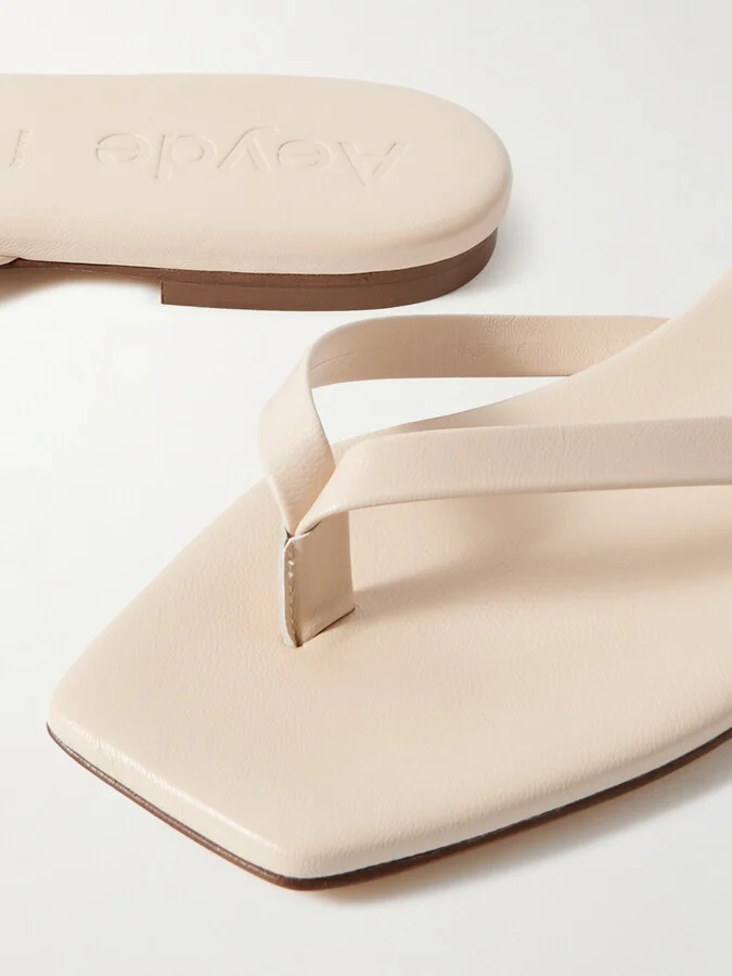 Aeyde - Renee Leather Flip Flops - Cream - Image 4