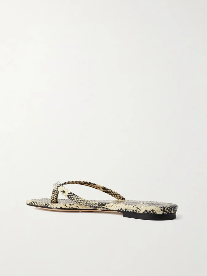 Aeyde - Renee Snake-effect Leather Sandals - Animal print - Image 3
