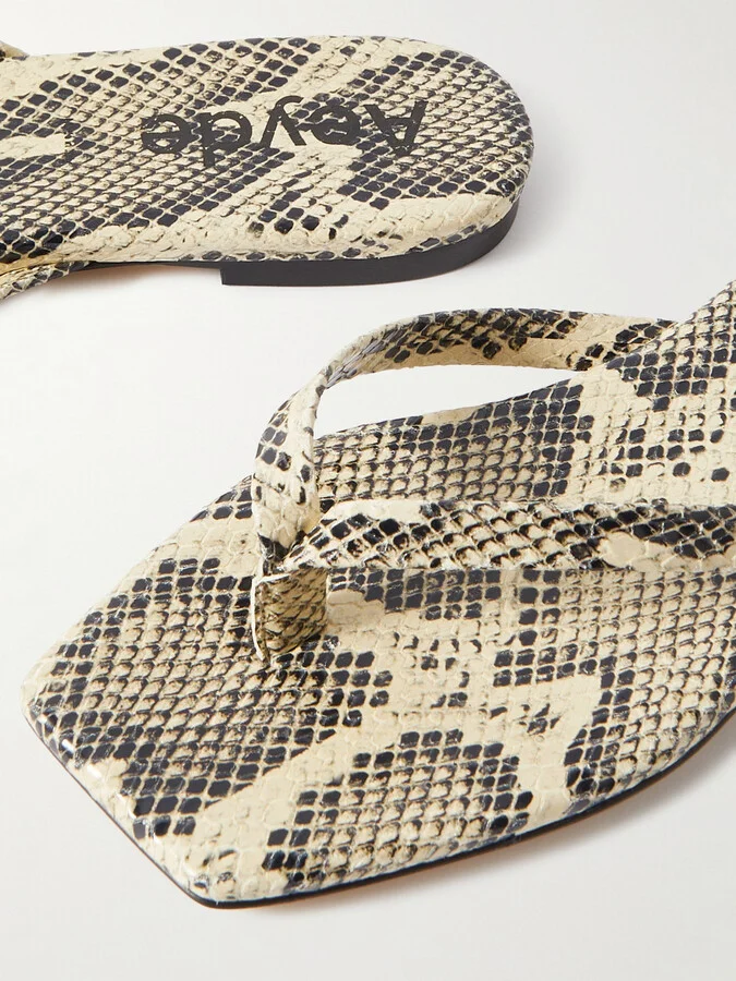 Aeyde - Renee Snake-effect Leather Sandals - Animal print - Image 4