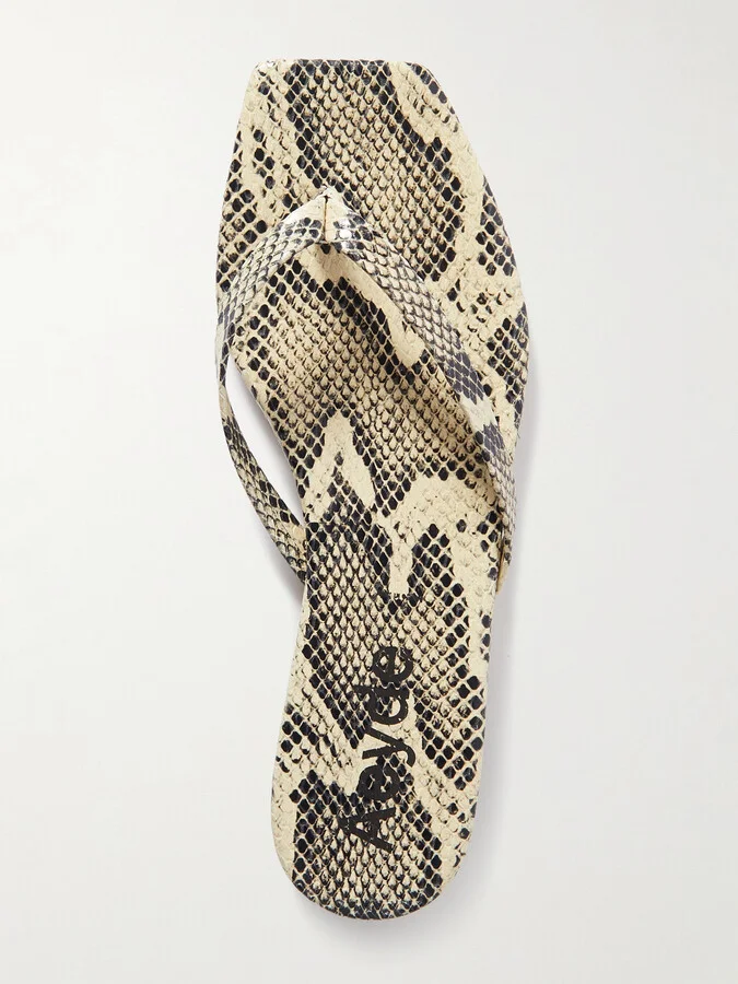 Aeyde - Renee Snake-effect Leather Sandals - Animal print - Image 5