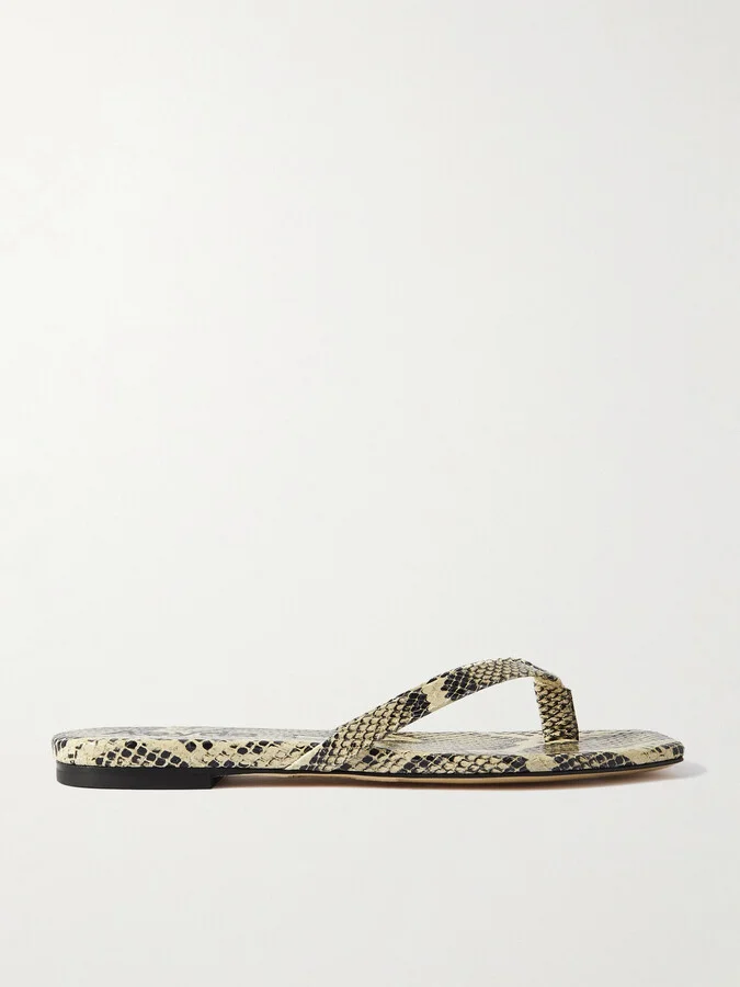 Aeyde - Renee Snake-effect Leather Sandals - Animal print