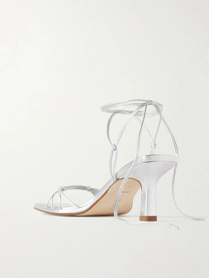 Aeyde - Roda Metallic Leather Sandals - Silver - Image 3