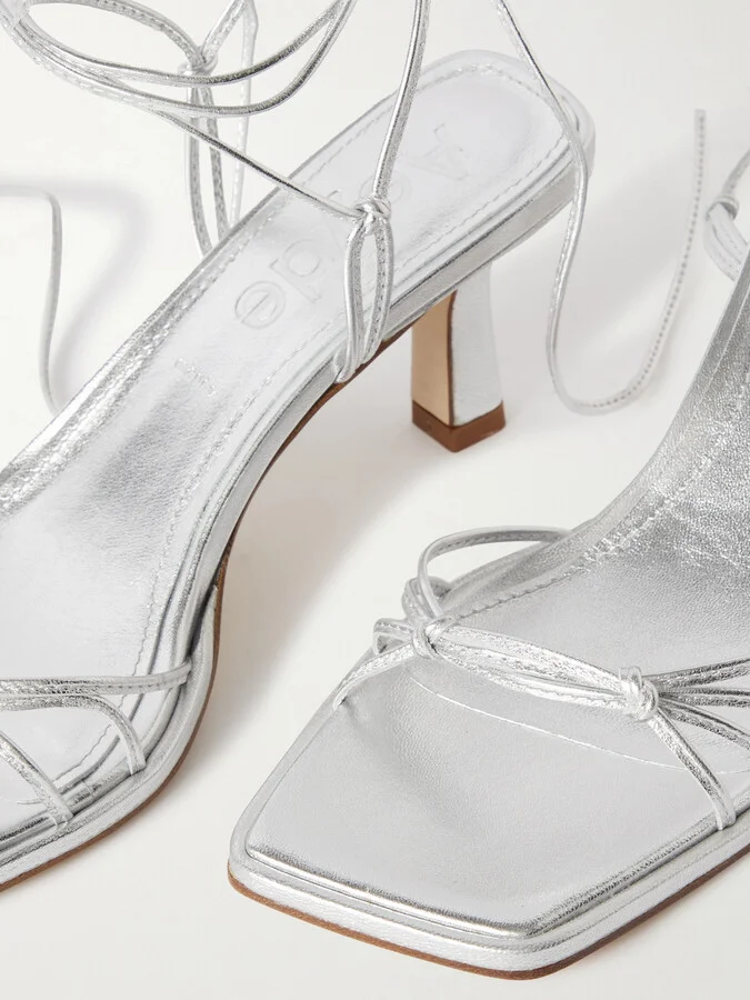 Aeyde - Roda Metallic Leather Sandals - Silver - Image 4