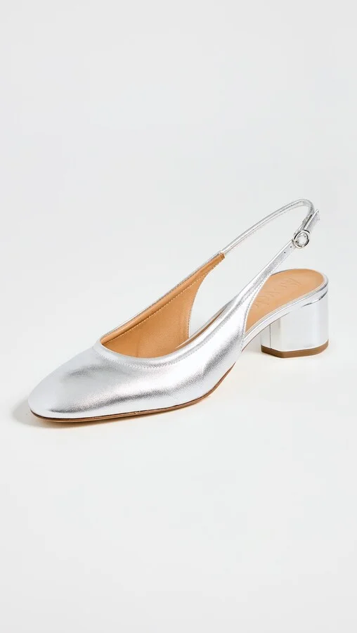 AEYDE Romy Laminated Silver Pumps - Image 4