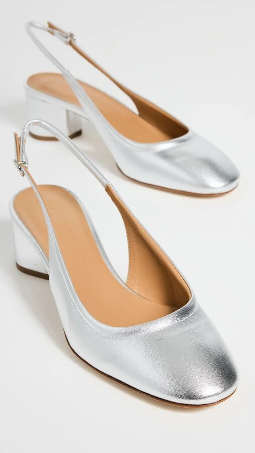 AEYDE Romy Laminated Silver Pumps - Image 5