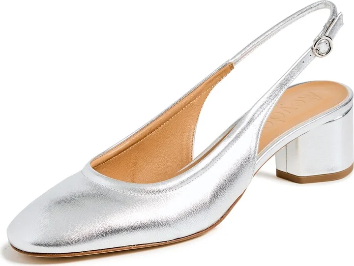 AEYDE Romy Laminated Silver Pumps