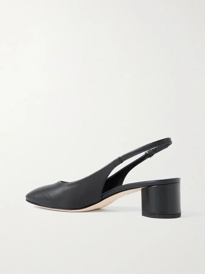 Aeyde - Romy Leather Slingback Pumps - Black - Image 3