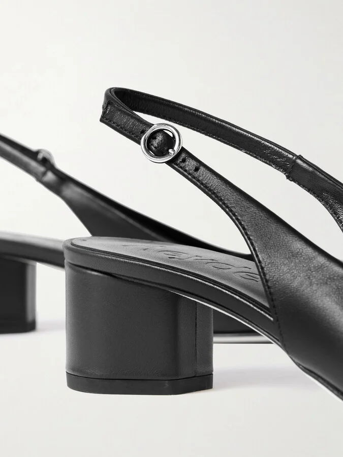 Aeyde - Romy Leather Slingback Pumps - Black - Image 4