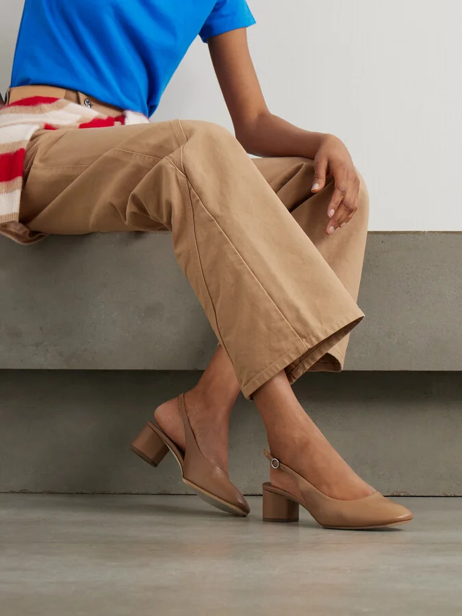 Aeyde - Romy Leather Slingback Pumps - Brown - Image 2
