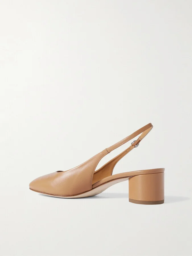 Aeyde - Romy Leather Slingback Pumps - Brown - Image 3