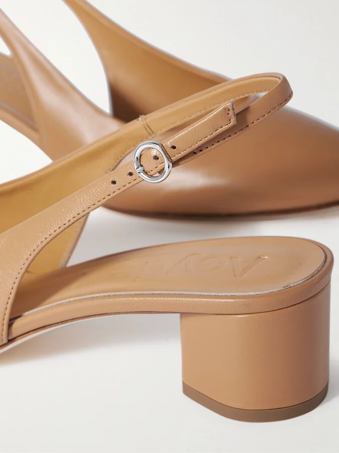 Aeyde - Romy Leather Slingback Pumps - Brown - Image 4