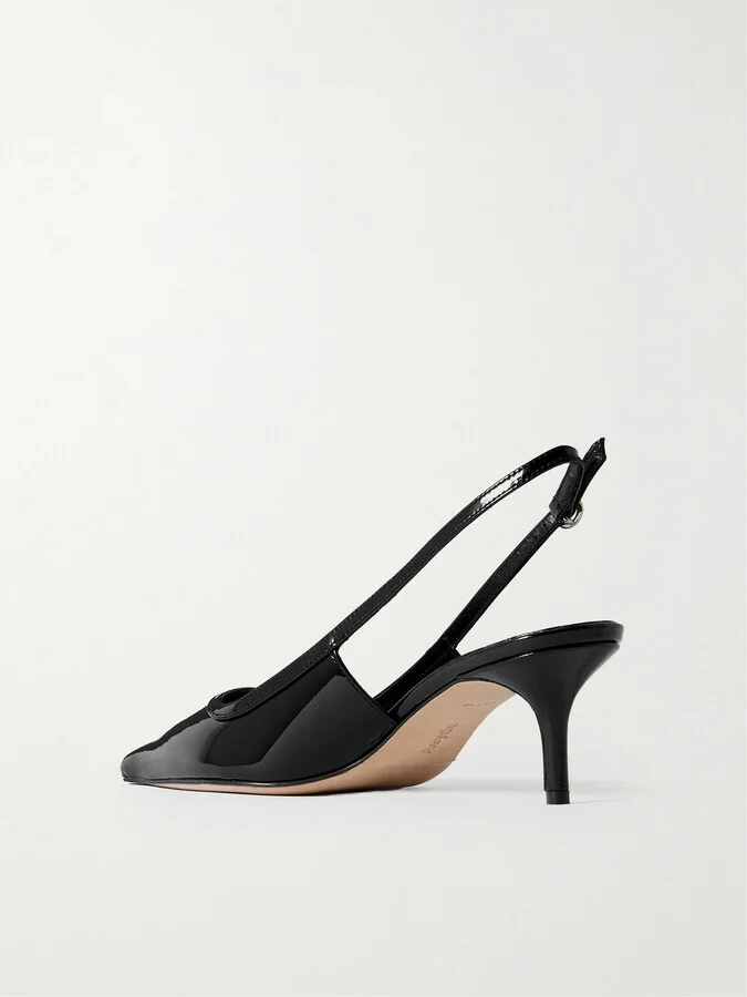 Aeyde - Saba Buckled Patent-leather Slingback Pumps - Black - Image 3