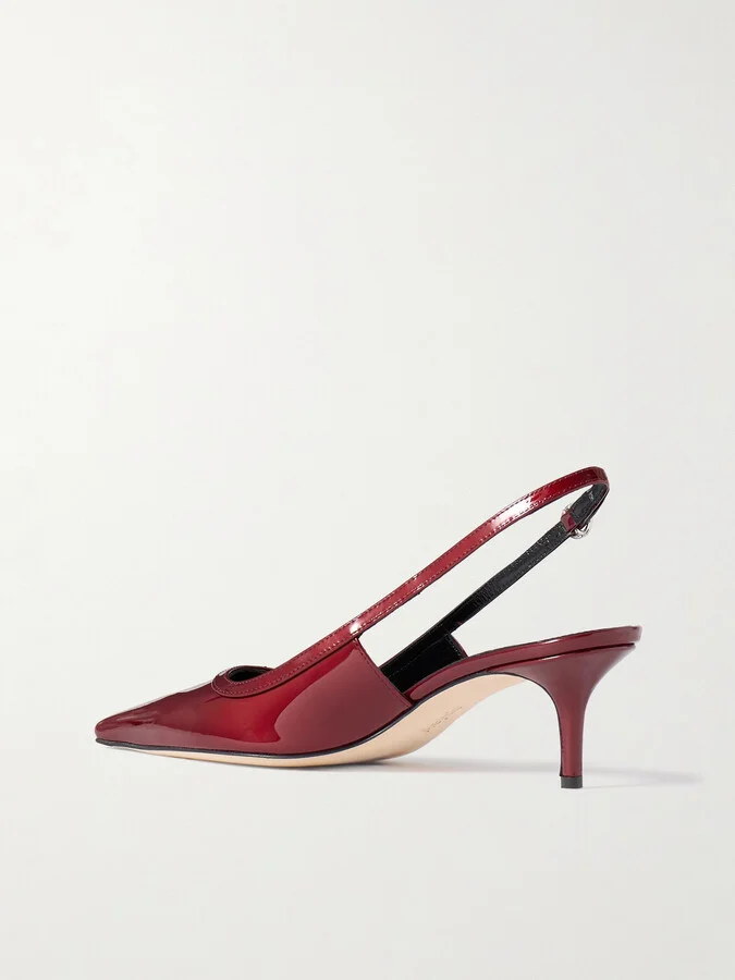 Aeyde - Saba Buckled Patent-leather Slingback Pumps - Burgundy - Image 3