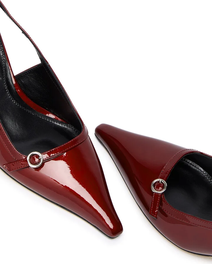 Aeyde Saba Patent-leather Slingback Pumps - Image 3