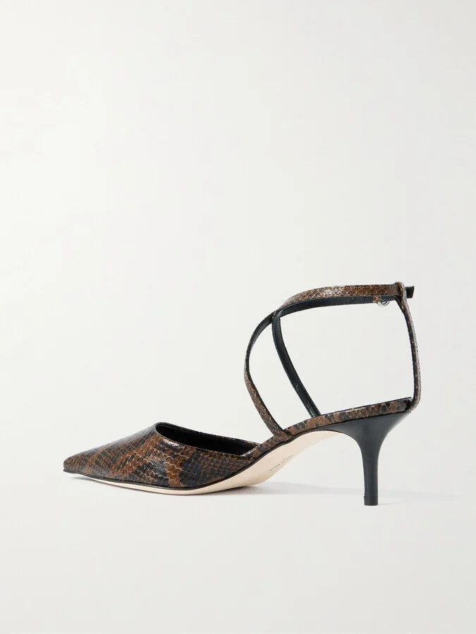 Aeyde - Salome Snake-effect Leather Pumps - Brown - Image 3