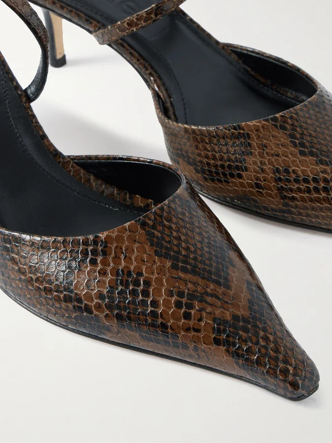 Aeyde - Salome Snake-effect Leather Pumps - Brown - Image 4
