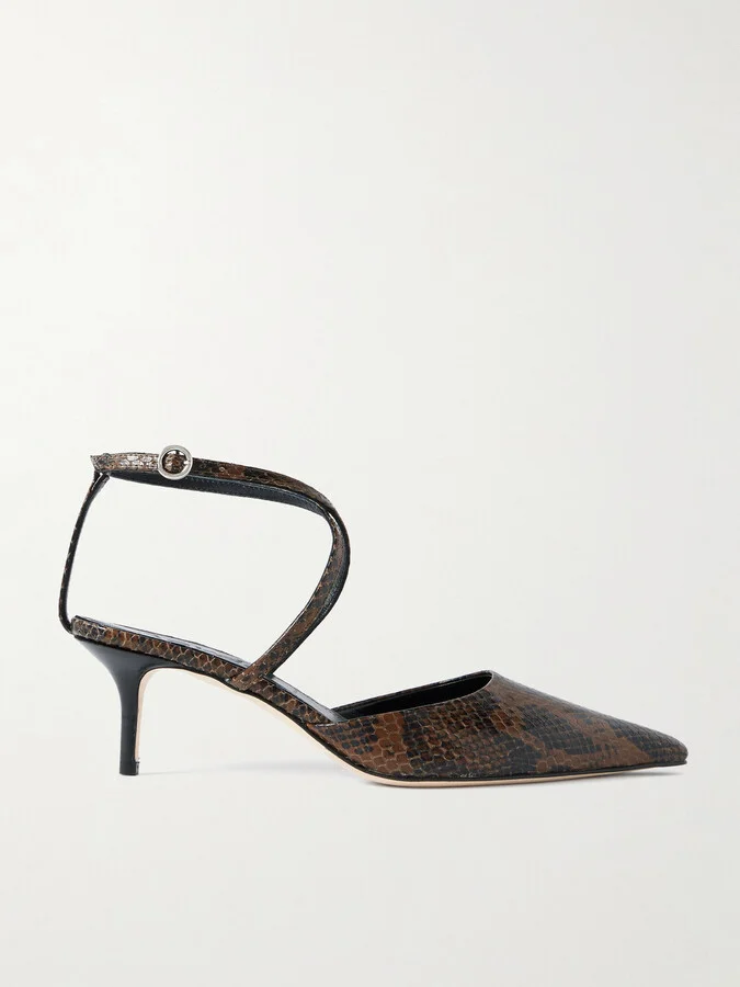 Aeyde - Salome Snake-effect Leather Pumps - Brown
