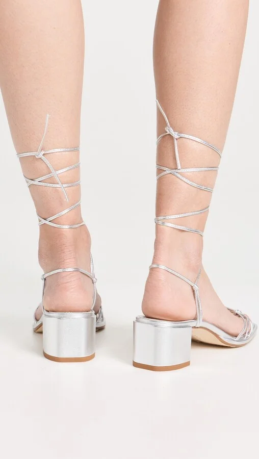 AEYDE Serafina Laminated Nappa Leather Silver Sandals - Image 2