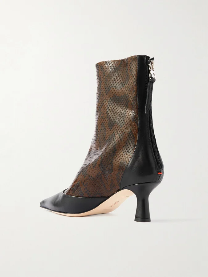 Aeyde - Sila Smooth And Snake-effect Leather Ankle Boots - Animal print - Image 3
