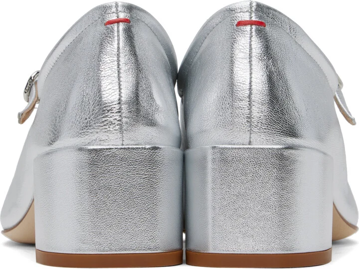 Aeyde Silver Aline Leather Mary-Jane Heels - Image 2