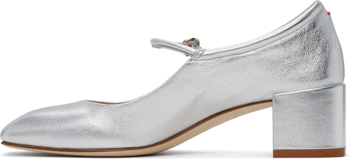 Aeyde Silver Aline Leather Mary-Jane Heels - Image 3
