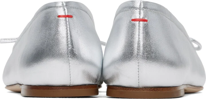 Aeyde Silver Delfina Leather Ballerina Flats - Image 2