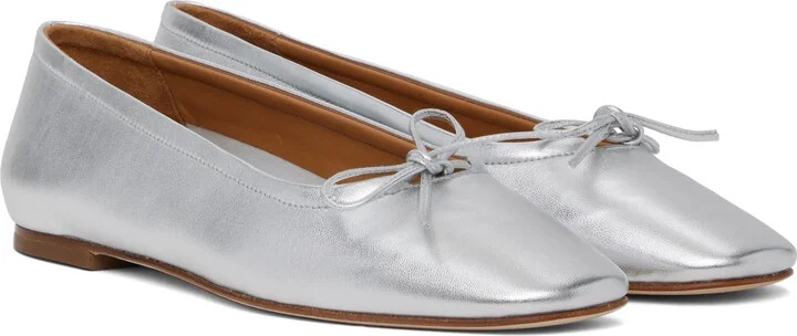 Aeyde Silver Delfina Leather Ballerina Flats - Image 4