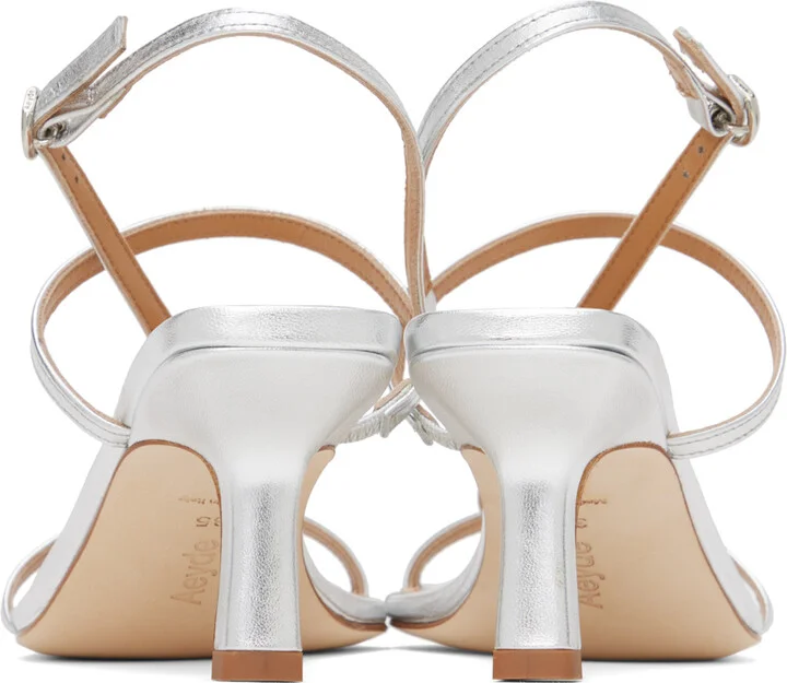 Aeyde Silver Elise Heeled Sandals - Image 2