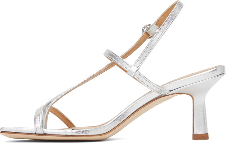 Aeyde Silver Elise Heeled Sandals - Image 3