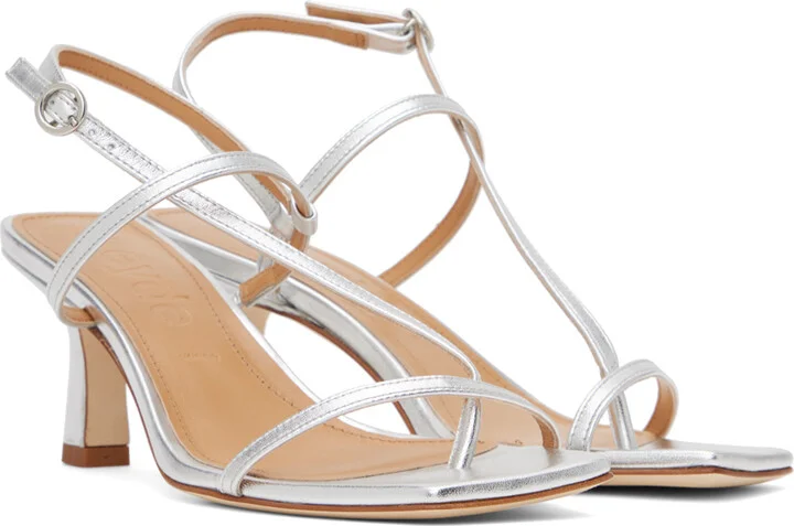 Aeyde Silver Elise Heeled Sandals - Image 4